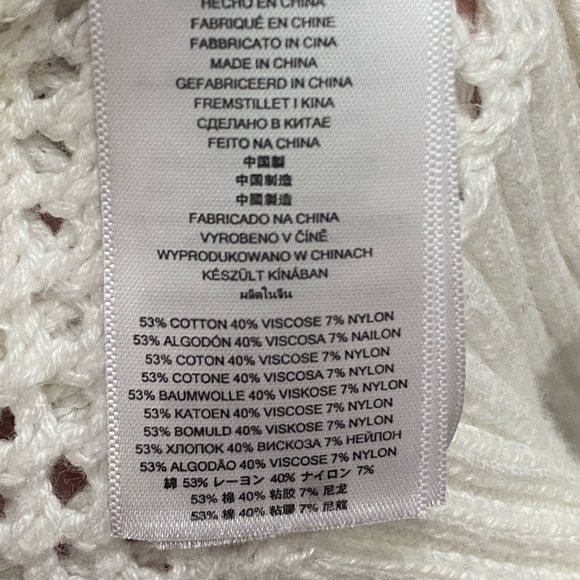 Michael Kors Open Knit Sweater, White with Gold Buttons, M - Picture 7 of 9